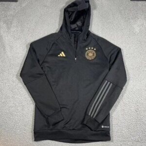 Adidas Tiro Germany Deutscher Fussball-Bund Sweater Mens Sz M Black Zip Hood